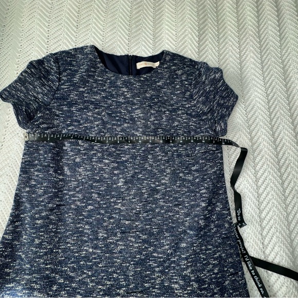 Tory Burch Margarite Flounce Dress Medium M Blue Marled Knit - Picture 7 of 8